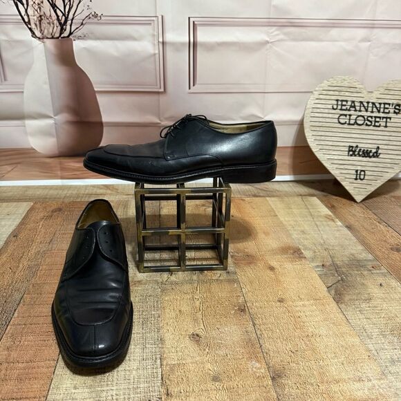 Salvatore Ferragamo Black Split Toe Leather Oxfords Mens Shoe Size 12 D main image 4